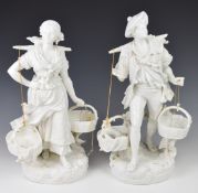 Pair of Minton 19thC grape gathering figures, each with London Blank Elite to base, height 52cm