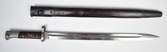 Czechoslovakian sword bayonet marked 199AF under crown to pommel, with 40cm fullered blade and