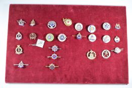 Twenty six sweetheart / pin brooches including Royal Army Medical Corps, Royal Army Service Corps,