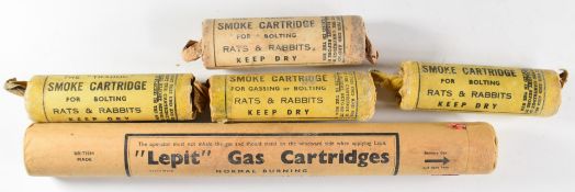 Five rat and rabbit smoking cartridges including The Tradoc and Lepit Gas Cartridges. Please note we