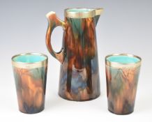 Wedgwood 19thC lemonade jug and two beakers with plated mounts by Hukin and Heath, jug height 20cm