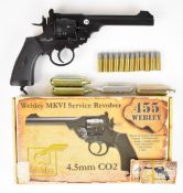 Webley MK VI Service Revolver .177 CO2 air pistol with chequered composite grip and belt loop,