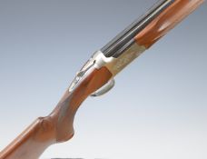 Miroku 3800 TR-1 12 bore over and under ejector shotgun with engraved locks and underside, chequered