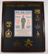 Mounted display of post WW1 Royal Naval division badges The badges have not been removed for