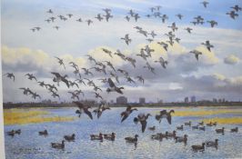 Peter Scott signed limited edition 15/350 print 'Barn Elms (Finishing Touches by Keith Shackleton)',