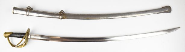 American Civil War 1860 pattern Cavalry Trooper's sword with leather covered grip, 85cm curved blade