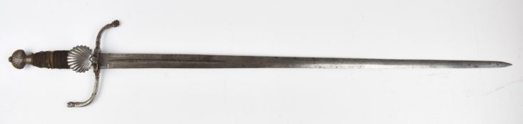 Spanish mid 17thC small sword with wire covered grip, scallop shaped pommel and hilt and Sebastian &