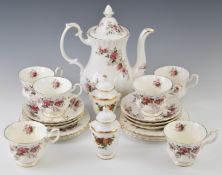 Royal Albert tea ware decorated in the Lavender Rose pattern, including teapot, twenty pieces,