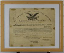 American Civil War Certificate of Recognition for 100 Days of Service for the United States