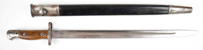 British 1907 pattern bayonet Lanchester conversion, with various stamps to ricasso including 5294