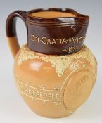 Doulton Lambeth Queen Victoria jubilee commemorative jug, height 13.5cm