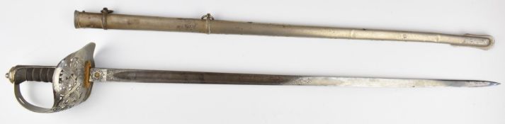 British 1897 pattern Infantry officer's sword by Mole & Son's Birmingham, three quarter decorated