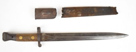 British 1888 pattern Lee Metford bayonet with good stamps to ricasso, 30cm double edged blade with