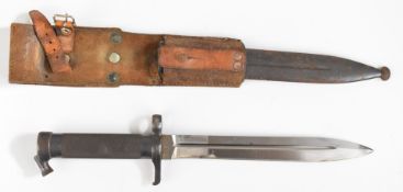 Swedish 1896 pattern knife bayonet with some good stamps to ricasso and cross guard, 21cm fullered