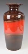 West German retro pottery vase, with no 202-43 to base, height 43cm