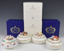 Collection of Royal Crown Derby limited edition porcelain boxes including Chatsworth Box, QEII