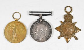 British Army WW1 medals comprising 1914 Star, War Medal and Victory Medal named to 10614 Pte T