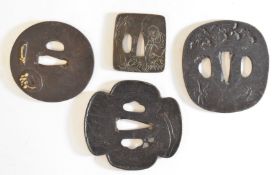 Four 18th or 19thC decorated tsubas, largest diameter 8cm. PLEASE NOTE ALL BLADED ITEMS ARE