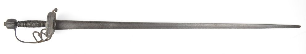 Continental sword sword with wired grip, pieced hilt and 81cm blade. PLEASE NOTE ALL BLADED ITEMS