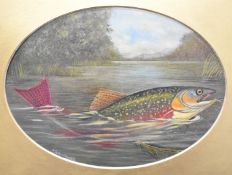 A. Rowland Knight (active 1810-1840) oil on board study of a fish being brought into a landing