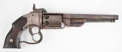 Savage Arms Model 1861 Navy .36 six-shot double action percussion revolver with wooden grips, top