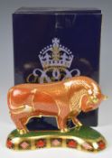 Royal Crown Derby Imari limited edition paperweight Harrods Bull, boxed with certificate