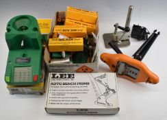 A collection of shotgun or rifle cartridge re-loading equipment including Lee Auto Bench Prime,