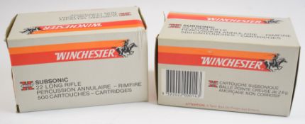 One-thousand .22 Long Winchester Super X rifle cartridges, all in original boxes. PLEASE NOTE THAT A