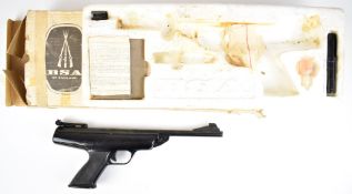 BSA Scorpion .22 target air pistol with shaped and chequered grip and adjustable sights, serial