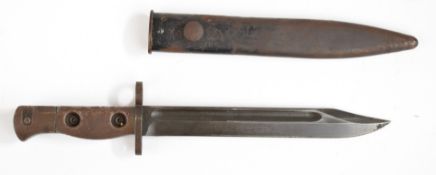 British L1A1 bayonet with 20cm Bowie fullered blade and scabbard. PLEASE NOTE ALL BLADED ITEMS ARE