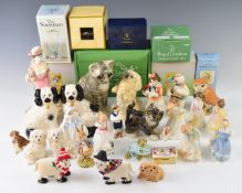 A collection of Royal Doulton, Beswick, Winstanley, Border Fine Arts and Herend figures, tallest