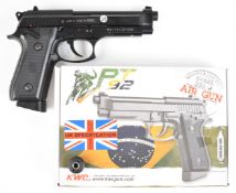 KWC PT92 .177 CO2 air pistol with chequered composite grip and fixed sights, serial number