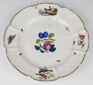 Herend porcelain cabinet plate with relief moulded detail and hand decorated flora and fauna both