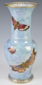 Carltonware lustre flared vase decorated with butterflies, height 25cm