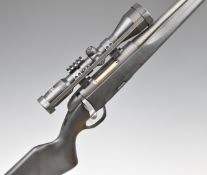 Steyr Mannlicher .243 bolt-action rifle with semi-pistol grip, composite stock, Zeiss Diavari V 2.