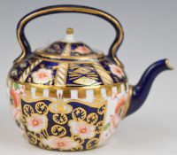 Royal Crown Derby Imari miniature teapot, pattern number 6299, date code for 1911, height 7cm