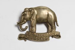 British Army 19th Hussars (Alexandra Princess of Wales) double scroll elephant cap badge