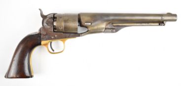 Colt 1860 Army .44 six-shot single action revolver with shaped wooden grips brass trigger guard,