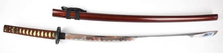 Copy / replica Japanese Samurai sword with 70cm blade and scabbard. PLEASE NOTE ALL BLADED ITEMS ARE