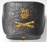 Royal Marines Artillery officer's leather binoculars case with crossed cannon and lion over queen'