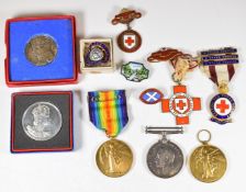 British Army WW1 medal pair comprising War Medal and Victory Medal named to 326825 Pte R Simkins,