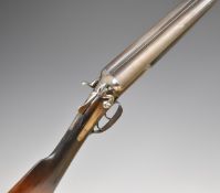 T G Styles 12 bore side by side hammer action shotgun with chequered grip and forend, vacant