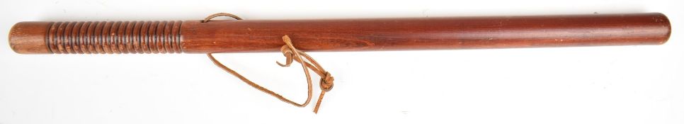 American Police wooden 'Billy' club with leather strap, length 66cm