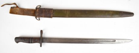 American WW1 1917 pattern sword bayonet with clear stamps to ricasso, 43cm fullered blade,