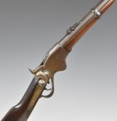 Spencer model 1865 .50 calibre underlever repeating hammer action carbine rifle with pop-up ladder
