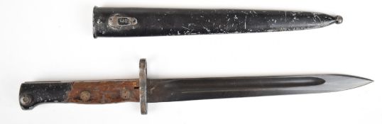 Belgium 1924 pattern bayonet for export, with 12361 to crosspiece, 25cm fullered blade and scabbard.