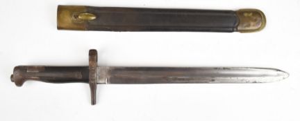 Italian 1870 pattern bayonet with external leaf spring, MT4873 to crosspiece, 29cm fullered blade