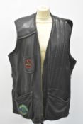 Wested Leather Co clay pigeon shooting waistcoat with Browning and Wallers Ash Gun Club badges, XXL.