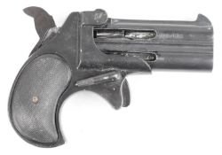 Deactivated Norris Twinny 9mm over and under Derringer pistol with chequered composite grips, serial