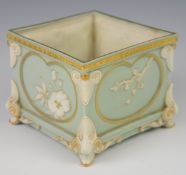 Royal Worcester Aesthetic period small jardinière, with relief moulded decoration, height 9.5cm